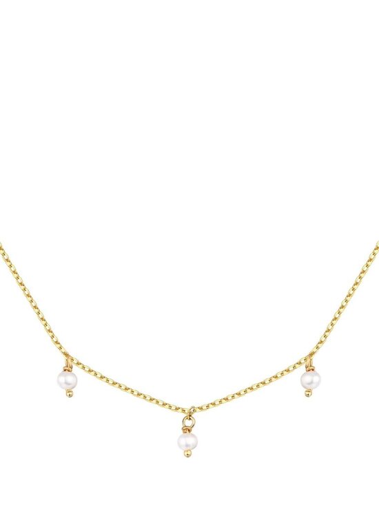 Jewelry - 14K Gold Plated Station Necklace - Simulated Diamond Layering Necklaces - Womens